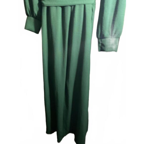 Fraiche by J Elegant Green Faux Wrap Maxi Dress with Long Sleeves Large - Picture 14 of 15